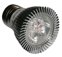 12 Volt 3x1 Watt LED Lampe mit Deko Alu Spot gerippt Seitenansicht